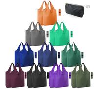BeeGreen 20 Pack Reusable Grocery Bags w Storage Pouch Reusable Shopping Bags Bulk w Elastic Band Colorful 50LBS X-Large Foldable Fabric Bags Machine Washable Heavy Duty Tote Bags for Groceries