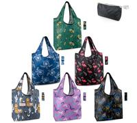 BeeGreen Animals Reusable Grocery Bags Bees Turtles Flamingo Peacock Alpaca Butterfly Lovers Gifts Shopping Bags Bulk 50LBS X-Large Foldable-Heavy Duty
