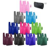 BeeGreen Colorful Reusable Grocery Bags Bulk Gifts 20 Pack - Large Tote with Zipper Pouch | Foldable & Washable Polyester Shopping Bags Heavy Duty Animal Lover Gifts Reusable Bag With Handles