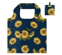 BeeGreen Cute Sunflower Navy Gift for Women Reusable Shopping Bags Large Shopping Basket for Groceries Foldable Gift Bag Grocery Organizer with Handles Tote Bulk Cloth Heavy Duty Washable Packable