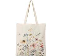 BeeGreen Flower Butterfly Aesthetic Canvas Tote Bag Large Capacity 12 oz Birthday Gifts Bag for Women Aesthetic Reusable Shopping Bag for Mom Teacher