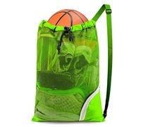 BeeGreen Fruit Green Drawstring Bag Mesh Swim Bag for Large Beach Bag Pool Bag W 17.7" X L 25.5" Swimming Equipment Gear Gym Sport Net Bag Backpack Lightweight Foldable Washable