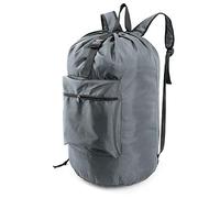 BeeGreen Laundry Backpack Bag Extra Large Heavy Duty, Grey, 16"*32", With Front Zipper Pocket