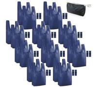 BeeGreen Navy Reusable Grocery Bags Bulk Gifts 20 Pack - Large Tote with Zipper Pouch | Foldable & Washable Polyester Shopping Bags Heavy Duty Animal Lover Gifts Reusable Bag With Handles