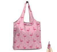 BeeGreen Pink Flamingo Ultimate Crossbody Tote Bag - Reusable Grocery Shopping Bag - Foldable Compact Portable Machine Washable