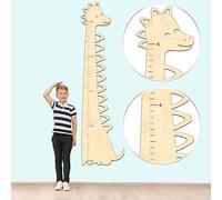 BeeGreeny Wooden Growth Chart for Kids, Boys & Girls, Cute Dinosaur Decor for Kid Room, Height Growth Chart for Wall, Measuring Chart Ruler, Boy Bedroom, Playroom, Nursery Decor, Wall Decoration