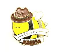 Beehaw Bee Cute Metal Enamel Cowboy Pin Badge