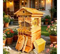 Beehive Kit with Beeswax Coated Fir Wood, Easy Assembly with Predrilled Holes, Transparent Windows and Foundations for Beginners and Pro Beekeepers