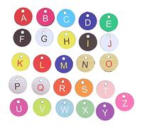 Beehive Numbered Tag Marker Durable ABS Round Beehive Label with Small Hole for Beekeeping Livestock Management Garden Farm 26PCS (26 Color Letter Cards)