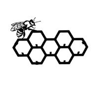 Beehive Shaped Iron Wall Hook, Space Saving Multi Hook Organiser for Keys | Hollow Shiny Metal Design, Suitable for Face Masks, Bedroom, Garage Door Area, Entryway Organisation, Nature Decor