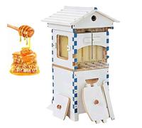 Beehive Starter Kit, Complete Bee Box with Observation Window & Honey Spout, with Automatic Hive Flowing Frames, for Beekeeping,Garden Pollinators,A