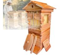 Beehive Starter Kit - Complete Wooden Hive Box with Observation Window and Honey Nozzle for Backyard Beekeeping and Garden Pollinators