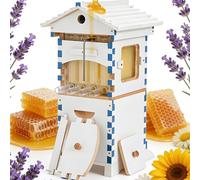 Beehive Starter Kit for Beekeepers, Self-Flowing Honey Hive with 4 Bee Frames & 6 Honeycomb Trays, Automatic Honey Harvesting for Garden Pollinators