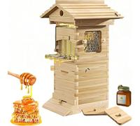 Beehive Starter Kit, Large Capacity Self-Flowing Frame Box with Observation Window & Honey Spout, Ideal for Garden Pollinators