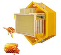 Beehive Starter Kit, Observation Bee House with 3 Frames & 6 Comb Boxes, Wall-Mounted Hexagon Design for Garden Beekeeping