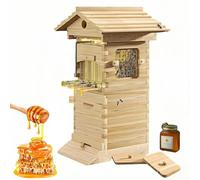 Beehive Starter Kit, Self-Flow Hive Beehive Starter Kit,Complete Bee Box with Observation Window & Honey Spout,Beekeeping Supplies, for Beekeeping Includes Carpenter Bee House