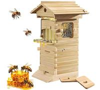 Beehive Starter Kit, Self-Flow Hive Beehive Starter Kit, Complete Bee Box with Observation Window & Honey Spout, Automatic Honey Harvesting for Garden Pollinators
