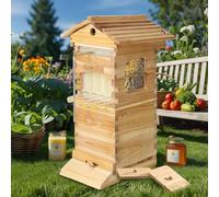 Beehive Starter Kit, Self Flowing Honey Stick with 4 Frames, Wooden Beehive Complete Kit for Beekeeping, Garden Pollinator, Perfect for Backyard Honey Harvest