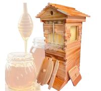 Beehive Starter Kit, Self-Flowing Honey Wooden Box with Frames, Complete Beekeeping Supplies for Beginners