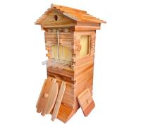 Beehive Starter Kit with 4 Automatic Honey Frames & 6 Brood Frames, Complete Wooden Bee Box with Observation Window & Honey Spout, Easy Flow Hive System for Backyard Beekeeping