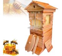 Beehive Starter Kit with Observation Window, Honey Spout, 4 Frames, 6 Trays for Garden Beekeeping