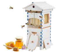 Beehive Starter Kit with Observation Window & Honey Spout, Complete Bee Box for Beekeeping, Includes 4 Frames & 6 Honeycomb Trays for Garden Pollinators