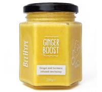 BeeHype - Ginger Boost - Ginger and Turmeric Infussed Raw Honey with NO Preservatives and NO Refined Sugars - Vegetarian, Nut and Dairy-Free, 230g