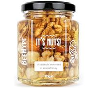 BeeHype It's Nuts! - Mixed Nuts in Pure Raw Acacia Honey with Natural Enzymes, Vitamins, Minerals, Antioxidants and 14g of Protein Per Jar - 215g