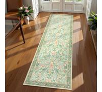 Beeiva Boho Bathroom Runner Rug 2x6 Sage Green Soft Bedroom Runner Washable Non Slip, Botanical Floral Rug for Hallway Kitchen Decor Ultra Thin Print Carpet for Entryway Laundry
