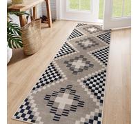 Beeiva Boho Checkered Carpet Runners for Hallway 6ft, Black Non Slip Washable Kitchen Runner Rug 2x6, Ultra Thin Stain Resistant 2x6 Rug for Entryway Bathroom Bedroom Laundry, Black