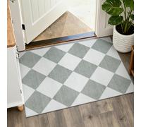 Beeiva Checkered Print Indoor Door Mats for Entryway, 2x3 Washable Bathroom Rug Non Slip Soft Small Rug for Bedroom Ultra Thin, Moroccan Trellis Carpet for Laundry Kicthen Decor (Green/White)