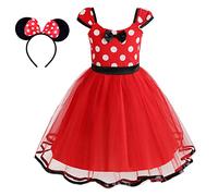Beejirm Girls Polka Dot Dress Mini Mouse Costume for Girls with Minnie Mouse Headband Mouse Dress Up Kids Toddler Halloween Costume Girls