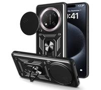 BEEJTUNY Case for Honor Magic7 Lite/Magic 7 Lite/Honor X9C, Cover Protective Bumper Cover with Lens Cover, Shockproof Protective Case with 360° Magnetic Holder. Black