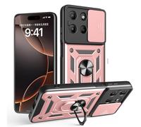BEEJTUNY Case for Motorola Moto G15, Cover Protective Bumper Cover with Lens Cover, Shockproof Protective Case with 360?Magnetic Holder. Rose gold