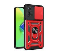 BEEJTUNY Case for Motorola Moto G73 5G, Cover Protective Bumper Cover with Lens Cover, Shockproof Protective Case with 360° Magnetic Holder. Red