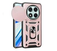 BEEJTUNY Case for Redmi Note 14 Pro 5G, Cover Protective Bumper Cover with Lens Cover, Shockproof Protective Case with 360° Magnetic Holder. Rose gold
