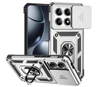 BEEJTUNY Case for Xiaomi 14T 5G with Ring, Magnetic Cove with Lens Cover, Xiaomi 14T 5G Protective Case with Rotating Stand. Silver