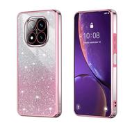 BEEJTUNY Case for Xiaomi Redmi Note 14 Pro 4G, Transparent Protective Cover with Gradient Glitter, Soft and Beautiful Bumper Shell, Stylish Shockproof Cover. Pink