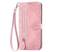 BEEJTUNY Leather Case for Oukitel C3, Wallet Cover with Wristband, Shockproof Case for Elegant Printed, Skin-Friendly Bumper Shell. Pink