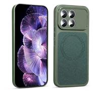 BEEJTUNY Magnetic Case for Xiaomi Poco F8 Pro, 2500G Strong Magnet, Snap-On Car Mount, Power Bank, Slim Elegant Phone Case, Luxury Leather Feel. Green