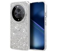 BEEJTUNY Phone Case for Honor Magic6 Lite 5G/Honor X9b, Protective Cover with Bling Diamond Camera Lens Frame, Glitter Transparent Shockproof soft TPU Case. Shiny