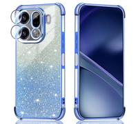 BEEJTUNY Phone Case for Motorola Moto G35 5G, Transparent Cover with Gradient Glitter, Stylish Shockproof Case with Lens Protection. Blue