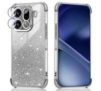 BEEJTUNY Phone Case for Motorola Moto G35 5G, Transparent Cover with Gradient Glitter, Stylish Shockproof Case with Lens Protection. Silver