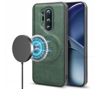 BEEJTUNY Phone Case for OnePlus 8 pro, 2300 Gauss Strong Magnetic Cover, Antislip Shockproof Leather Case, Supports Wireless Charging. Green