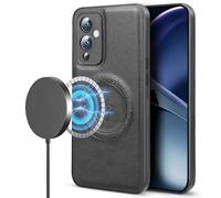 BEEJTUNY Phone Case for OnePlus 9, 2300 Gauss Strong Magnetic Cover, Antislip Shockproof Leather Case, Supports Wireless Charging. Black
