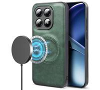 BEEJTUNY Phone Case for Xiaomi 15T, 2300 Gauss Strong Magnetic Cover, Antislip Shockproof Leather Case, Supports Wireless Charging. Green