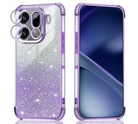 BEEJTUNY Phone Case for Xiaomi 17 Pro Max 5G, Transparent Cover with Gradient Glitter, Stylish Shockproof Case with Lens Protection. Purple