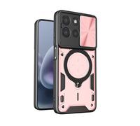 BEEJTUNY Ring Case for Nothing Phone 3a Pro, Magnetic Protective Cover with Camera Lens Shield, Shock-Resistant Phone Case with 360° Rotating Kickstand. Rose gold