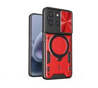 BEEJTUNY Ring Case for OPPO Realme Note 70 4G, Magnetic Protective Cover with Camera Lens Shield, Shock-Resistant Phone Case with 360° Rotating Kickstand. Red