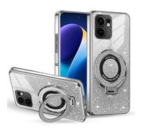 BEEJTUNY Transparent Case for OPPO Find X3 lite/Reno 5 5G, Protective Cover with Ring Stand, Shockproof Shell, Phone Case with Gradient Glitter. Black
